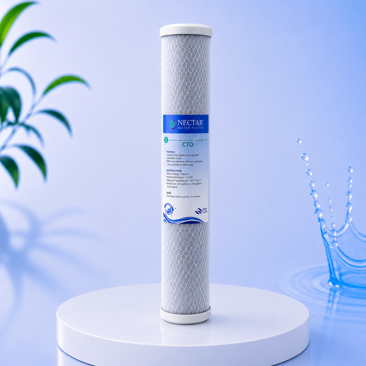 CTO Carbon Block Water Filter Cartridge Slim 20″