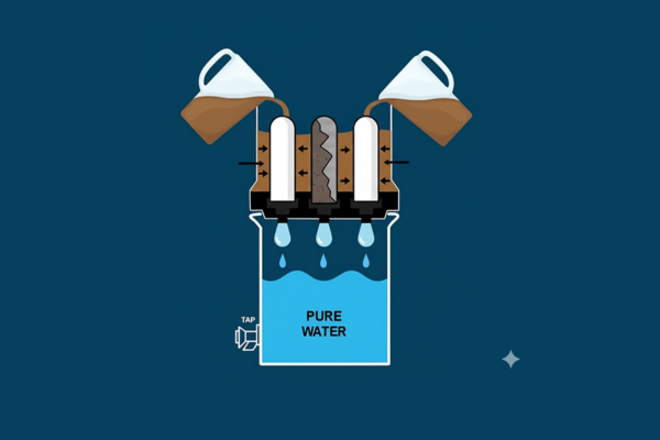 Portable Gravity Water Filter 3 layer Process Diagram
